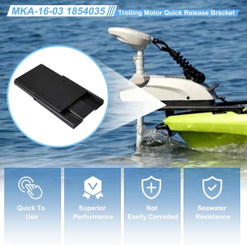 Pilida 1854035 MKA-16-03 Trolling Motor Quick Release Bracket Trolling Motor Mount for Ulterra Terrova PowerDrive,PowerDrive V2,PowerDrive Pontoon and Deckhand 40 Black Aluminum 1854036 - Image 2